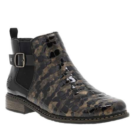 Boots en cuir bronze à talon décroché bas avec un zip et un soufflet élastiqué - Image 4