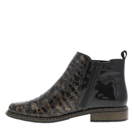 Boots en cuir bronze à talon décroché bas avec un zip et un soufflet élastiqué - Image 8