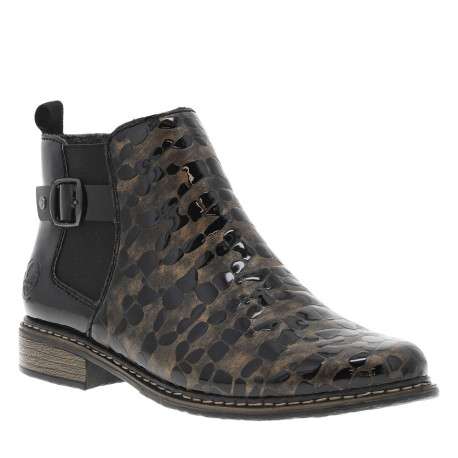 Boots en cuir bronze à talon décroché bas avec un zip et un soufflet élastiqué - Image 9