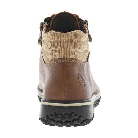Bottines cognac à talon plat avec des lacets et deux zips latéraux - Image 4