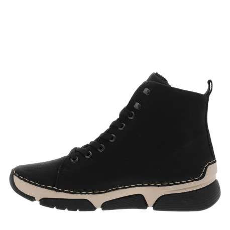 Bottines noires à talon compensé bas avec un zip et des lacets plats - Image 3