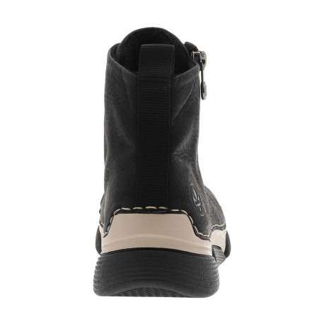 Bottines noires à talon compensé bas avec un zip et des lacets plats - Image 4