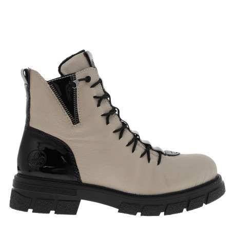 Bottines écrues à talon décroché bas avec un zip des lacets élastiqués