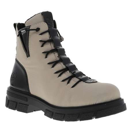 Bottines écrues à talon décroché bas avec un zip des lacets élastiqués - Image 2