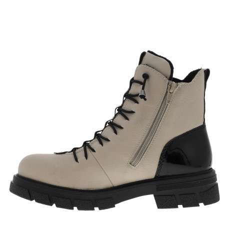 Bottines écrues à talon décroché bas avec un zip des lacets élastiqués - Image 3