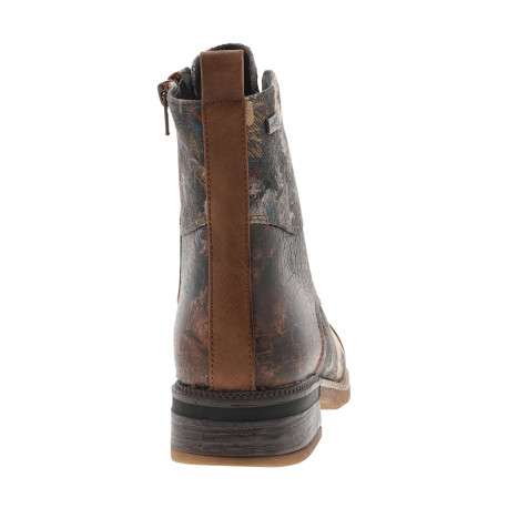 Bottines noisette avec imprimé à talon décroché bas avec lacets et zip latéral - Image 4