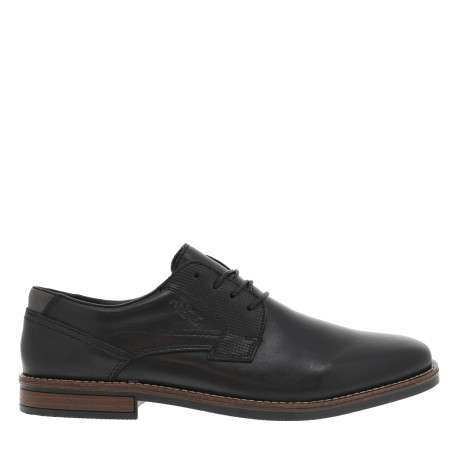 Derbies en cuir noir à talon décroché bas et à lacets ronds noirs