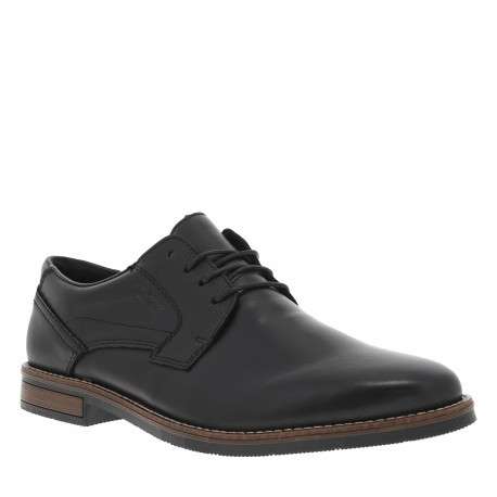 Derbies en cuir noir à talon décroché bas et à lacets ronds noirs - Image 2