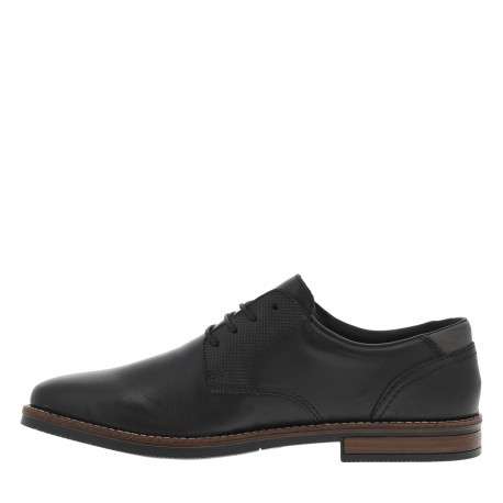 Derbies en cuir noir à talon décroché bas et à lacets ronds noirs - Image 3