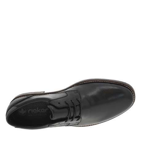 Derbies en cuir noir à talon décroché bas et à lacets ronds noirs - Image 5