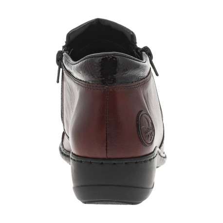Boots bordeaux vernies à talon décroché bas et à zip avec motif fleur - Image 4
