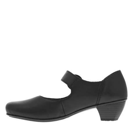 Escarpins en cuir noirs avec semelle à talon décroché bas et bout rond - Image 3
