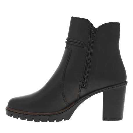 Boots noires à talon décroché haut, logo embossé avec zip latéral et cordon - Image 3