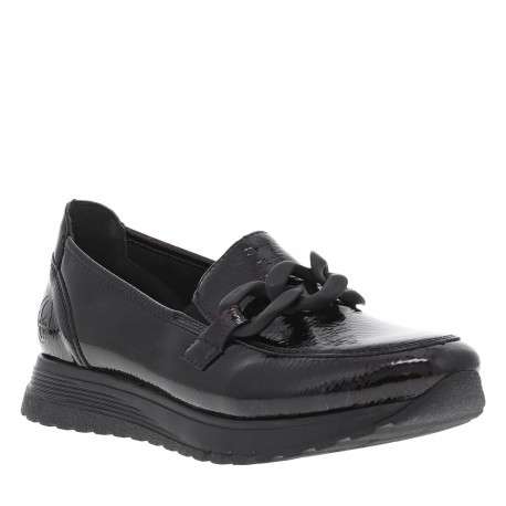 Mocassins en vernis bordeaux avec semelle à talon plat et maillons décoratifs - Image 2
