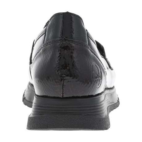 Mocassins en vernis bordeaux avec semelle à talon plat et maillons décoratifs - Image 4