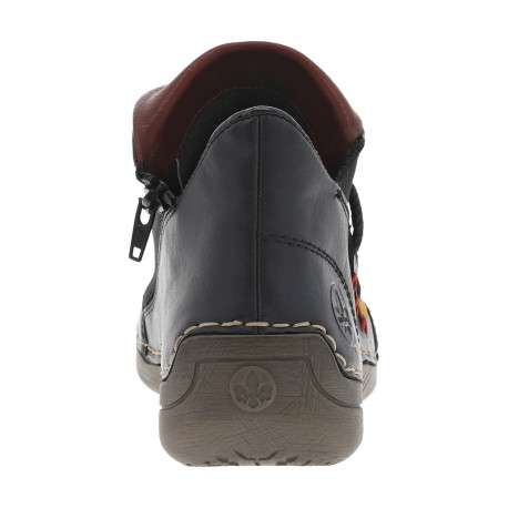 Boots bleu marine à talon plat avec une fermeture zippée et soufflet élastiqué - Image 4