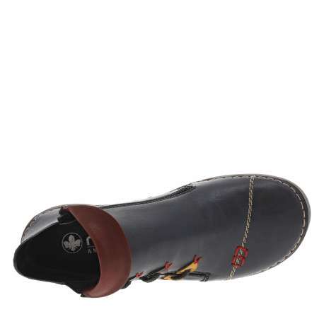 Boots bleu marine à talon plat avec une fermeture zippée et soufflet élastiqué - Image 5