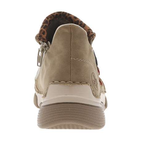 Boots taupe à talon plat avec une fermeture zippée et soufflet élastiqué - Image 4