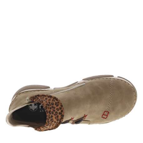 Boots taupe à talon plat avec une fermeture zippée et soufflet élastiqué - Image 5