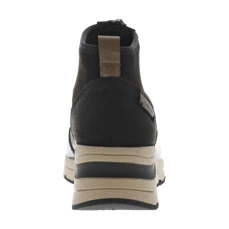 Boots noires avec imprimé léopard à talon semi-compensée et à zip central - Image 4