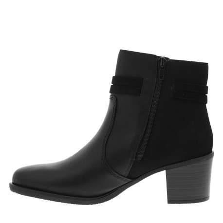 Boots en cuir noires à talon décroché moyen avec un zip et boucles décoratives - Image 3
