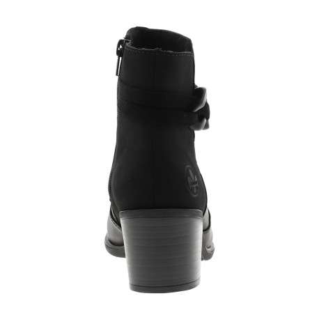 Boots en cuir noires à talon décroché moyen avec un zip et boucles décoratives - Image 4