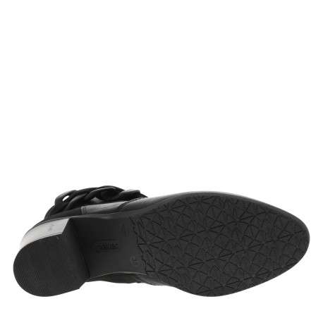 Boots en cuir noires à talon décroché moyen avec un zip et boucles décoratives - Image 6