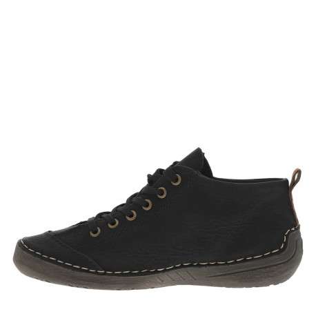 Bottines noires à talon plat avec un logo cousu sur le côté et des lacets - Image 3