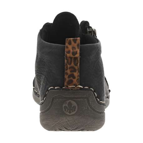 Bottines noires à talon plat avec un logo cousu sur le côté et des lacets - Image 4