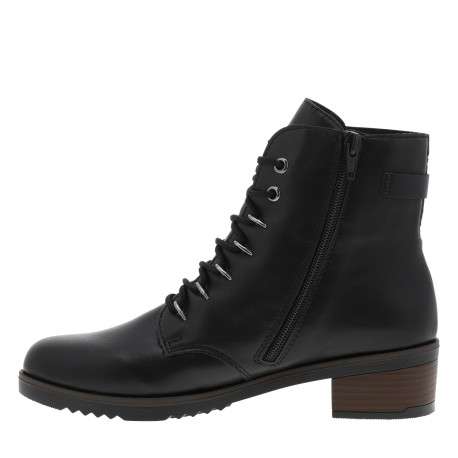 Bottines noires à talon décroché moyen avec des lacets et un zip latéral - Image 3