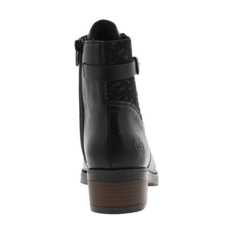 Bottines noires à talon décroché moyen avec des lacets et un zip latéral - Image 4