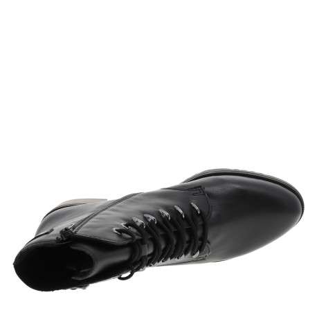 Bottines noires à talon décroché moyen avec des lacets et un zip latéral - Image 5