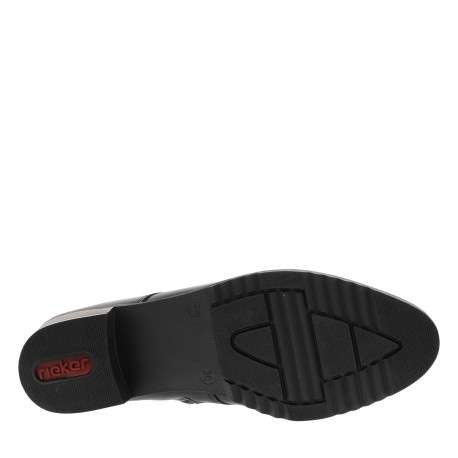 Bottines noires à talon décroché moyen avec des lacets et un zip latéral - Image 6