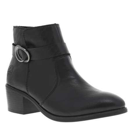 Boots noires à talon décroché moyen avec un zip côté interne - Image 2