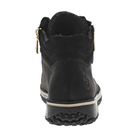 Bottines noires à talon compensé bas avec des lacets et 2 zips latéraux - Image 4