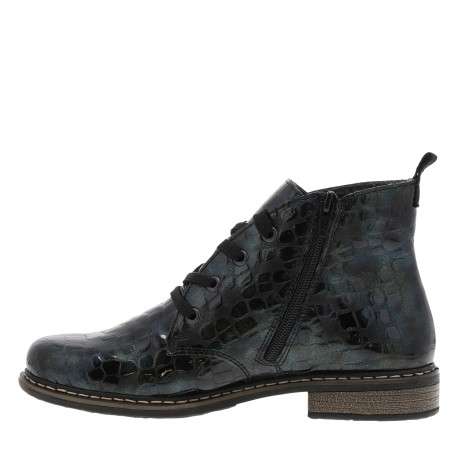Bottines bleues à talon décroché bas avec des lacets et un zip latéral - Image 3