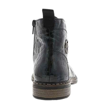 Bottines bleues à talon décroché bas avec des lacets et un zip latéral - Image 4