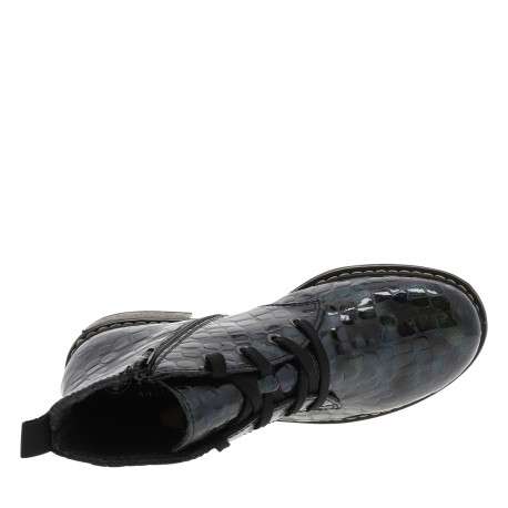 Bottines bleues à talon décroché bas avec des lacets et un zip latéral - Image 5