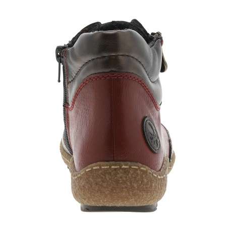 Bottines rouges à talon plat avec des lacets et un zip latéral - Image 4