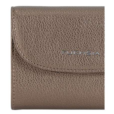 Portefeuille bronze uni en simili-cuir avec fermeture à rabat boutonné - Image 2