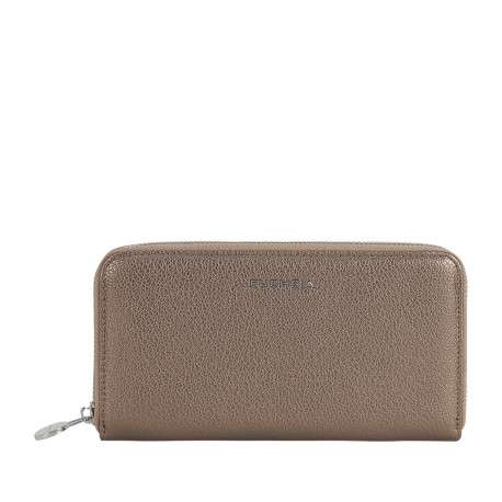 Portefeuille bronze uni en simili-cuir grainé avec une fermeture zippée