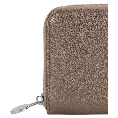 Portefeuille bronze uni en simili-cuir grainé avec une fermeture zippée - Image 2
