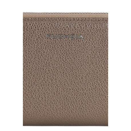 Portefeuille bronze uni en simili-cuir grainé avec une fermeture zippée - Image 3