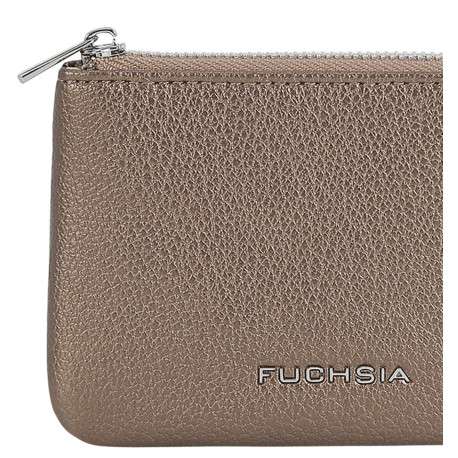 Porte-monnaie bronze uni en simili-cuir avec une fermeture zippée - Image 2