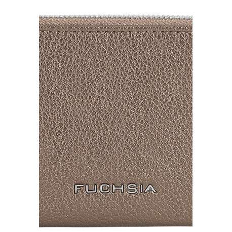 Porte-monnaie bronze uni en simili-cuir avec une fermeture zippée - Image 3