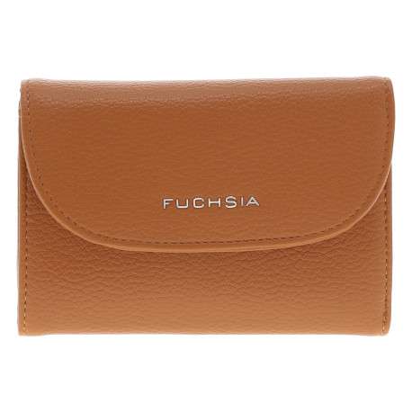 Portefeuille camel uni avec nombreux rangements à l'intérieur