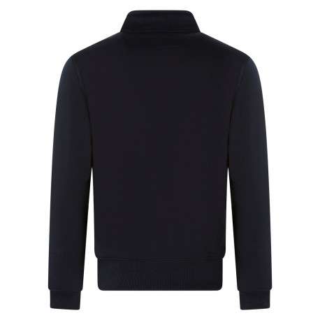 Sweat zippé bleu marine côtelé avec un col montant et des poches - Image 2