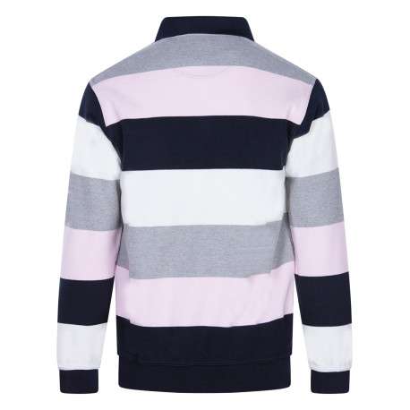 Pull multicolore rayé coupe droite col polo et à manches longues - Image 2