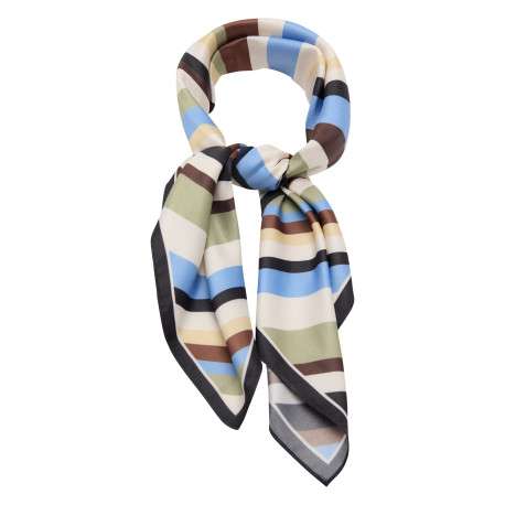Foulard multicolore avec des rayures en diagonales et une forme carrée