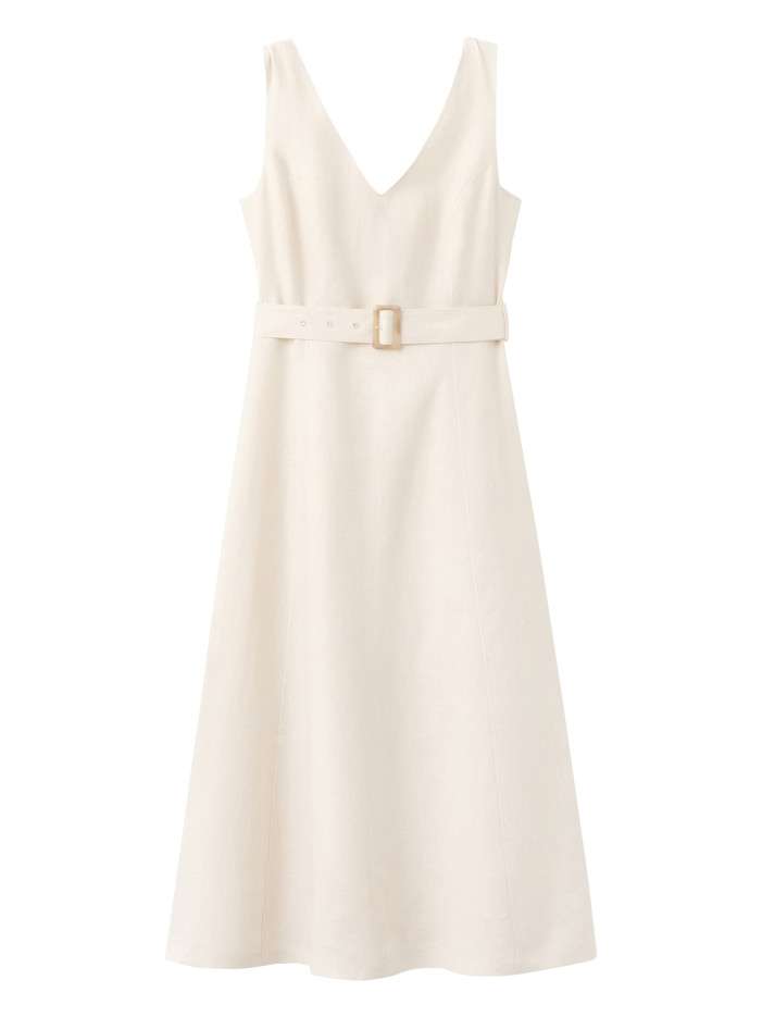 Robe longue en lin beige...
